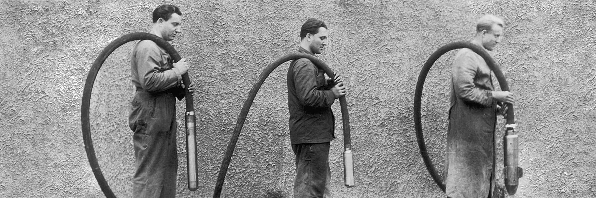 威克诺森首台插入式振动器的历史照片。